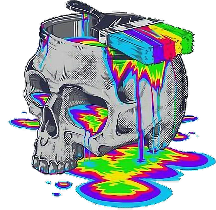 Psychedelic Skull Melting Art