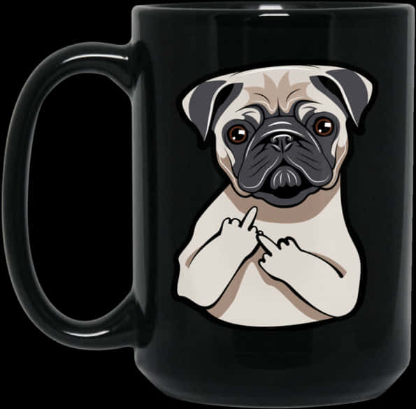 Pug Gesture Black Mug