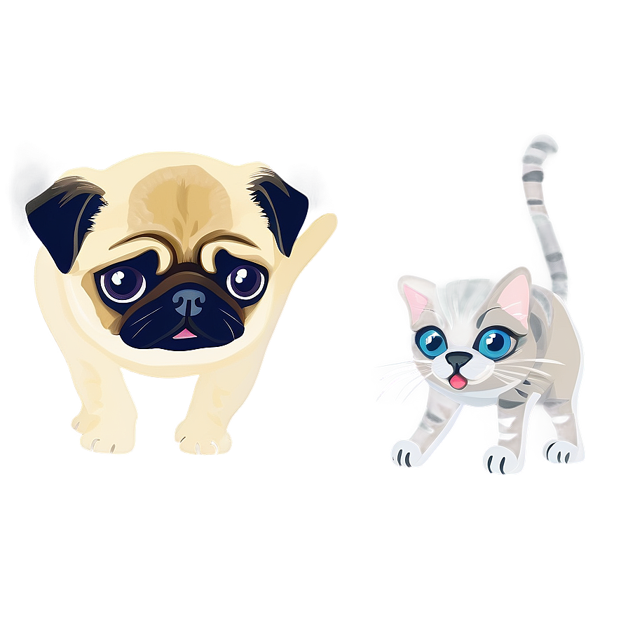 Pug With Kitten Png Qwg