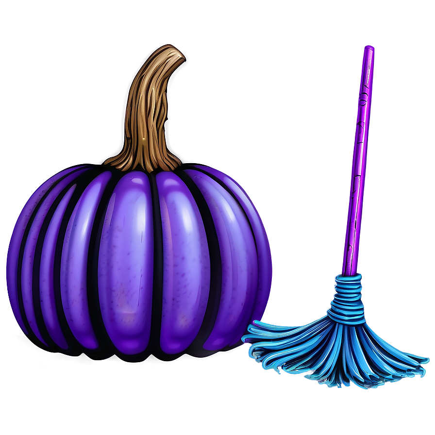 Pumpkin With Witch Broom Png 05242024