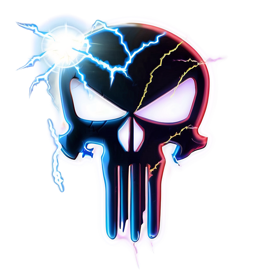 Punisher Skull With Lightning Png 32