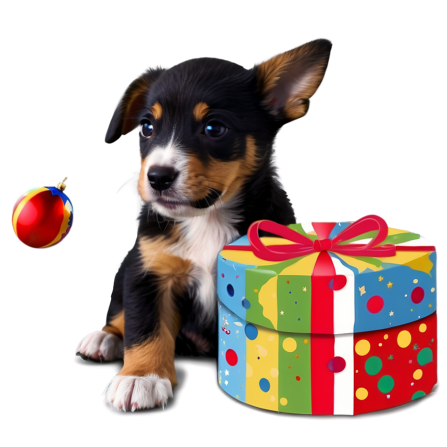 Puppy With Presents Png Nlv