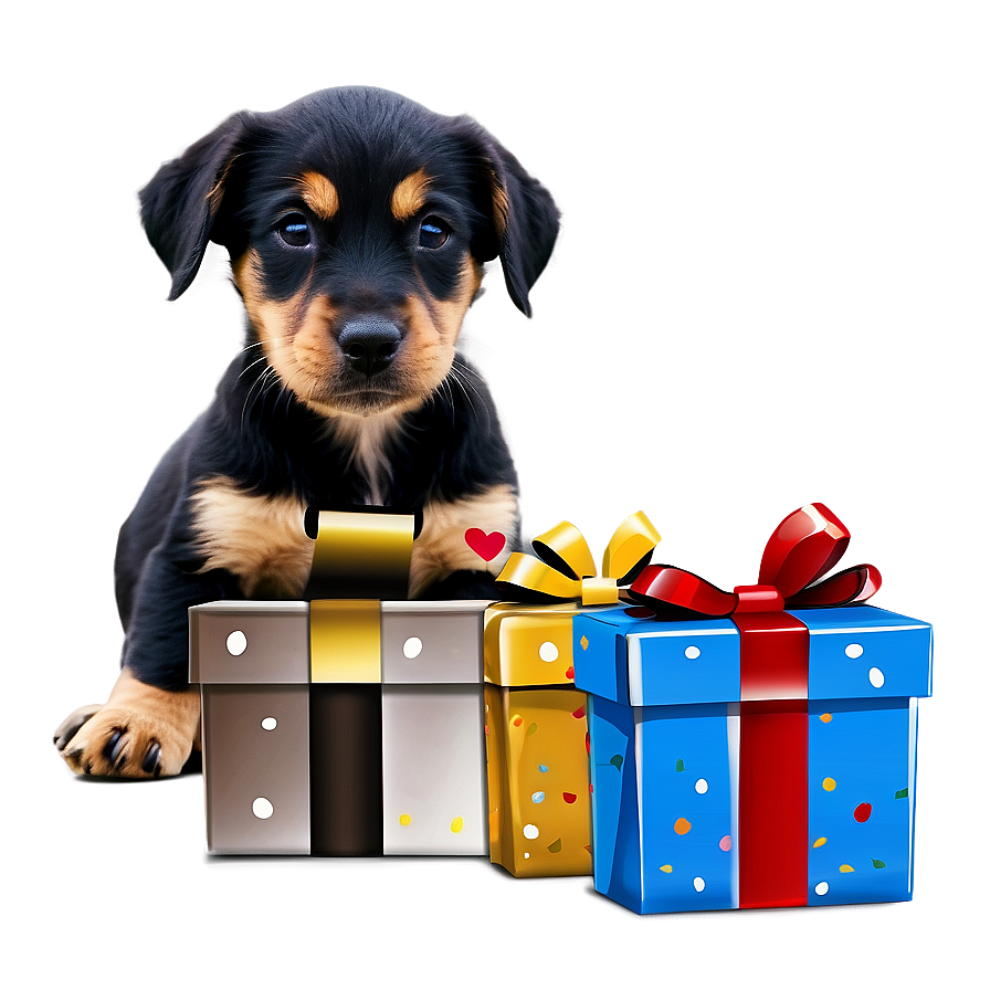 Puppy With Presents Png Vru92