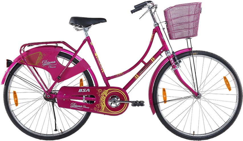 Purple B S A Ladies Bicyclewith Basket