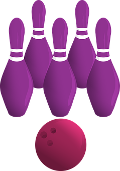 Purple Bowling Pinsand Ball Illustration