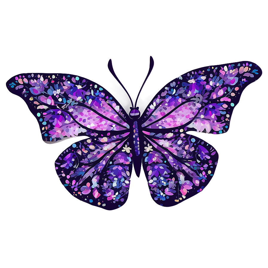 Purple Butterfly With Glitter Png 05232024