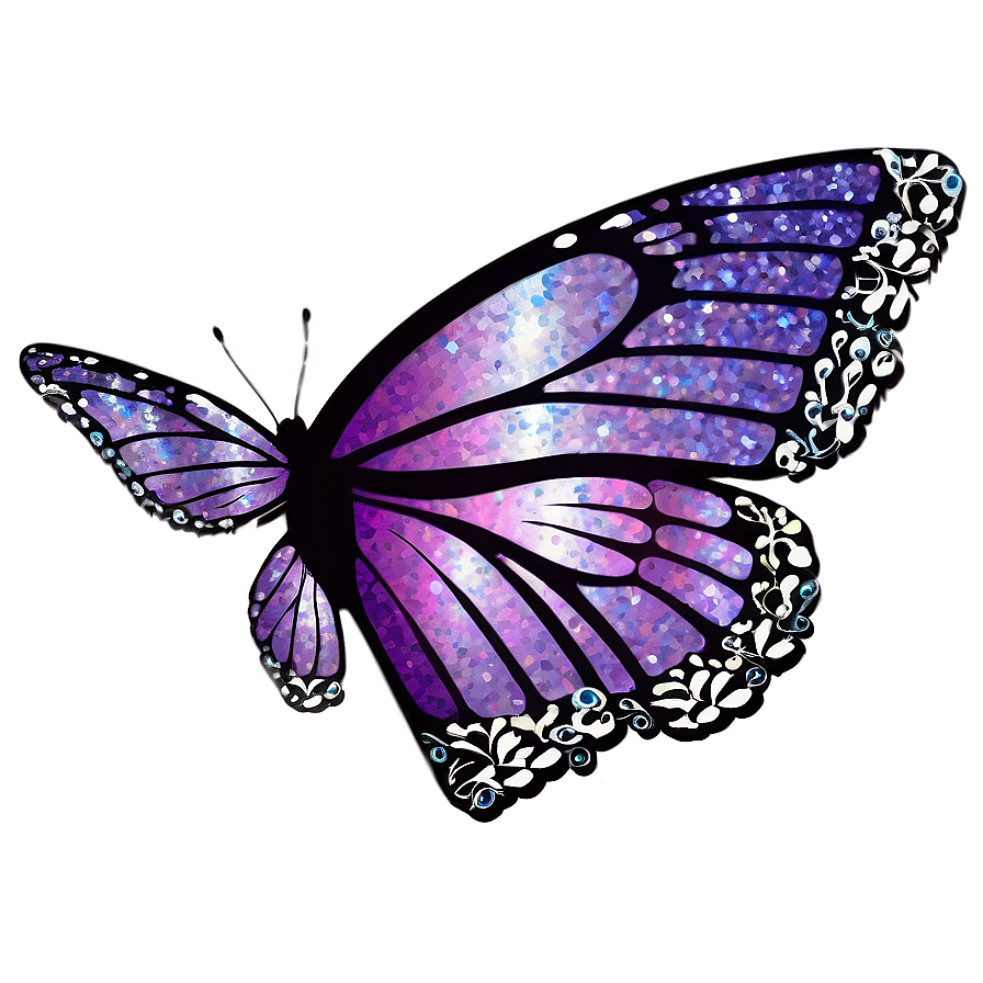 Purple Butterfly With Glitter Png 89
