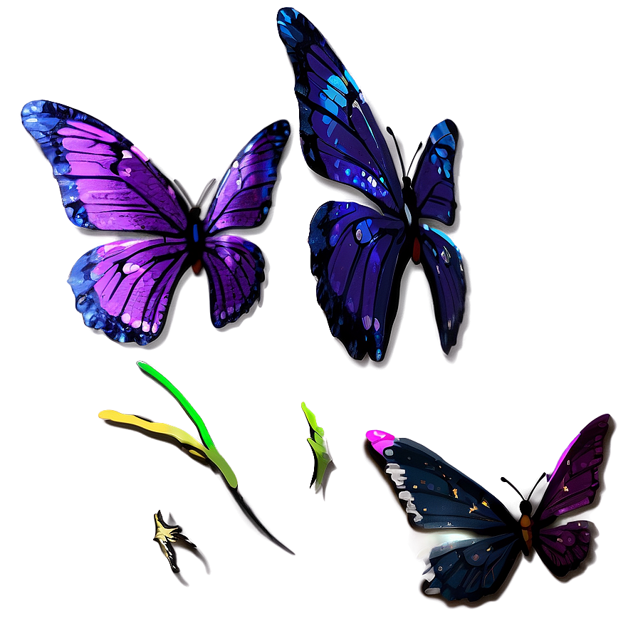 Purple Butterfly With Glitter Png Hdl46
