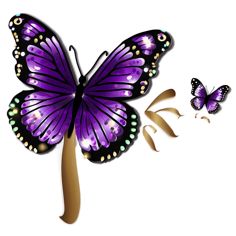Purple Butterfly With Sparkles Png Ije