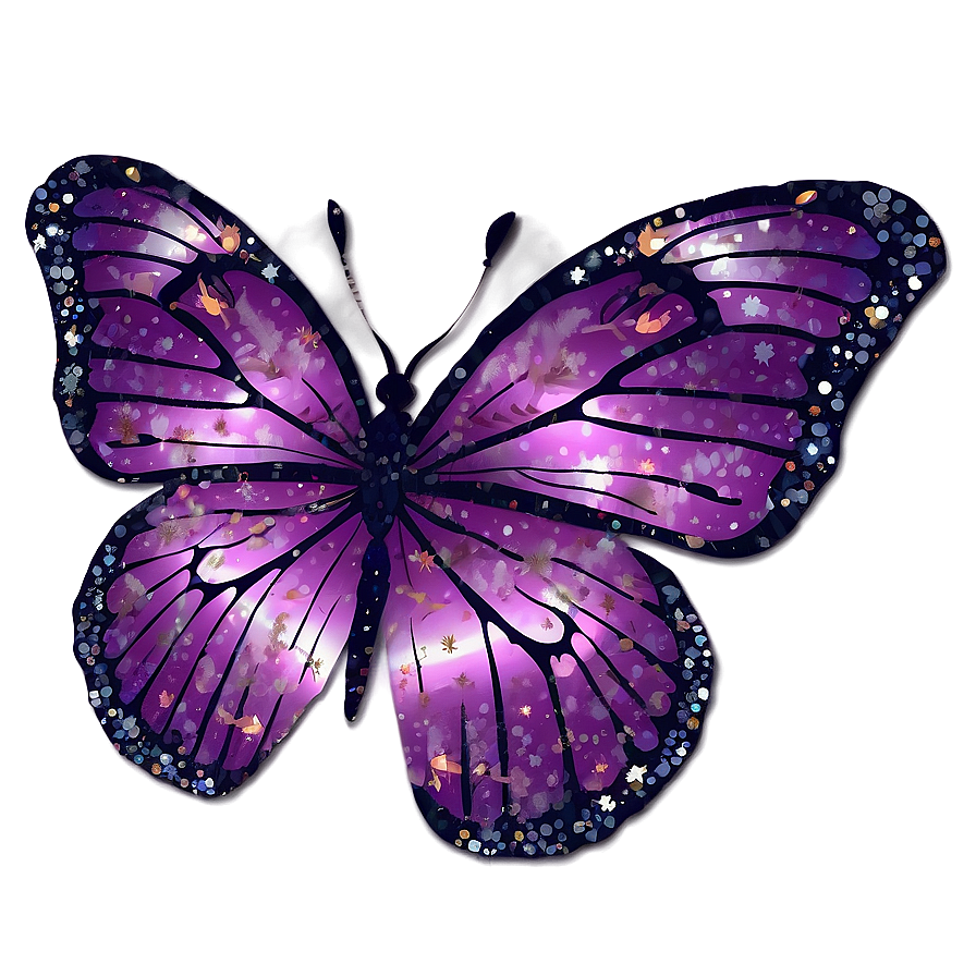 Purple Butterfly With Sparkling Dust Png 05232024