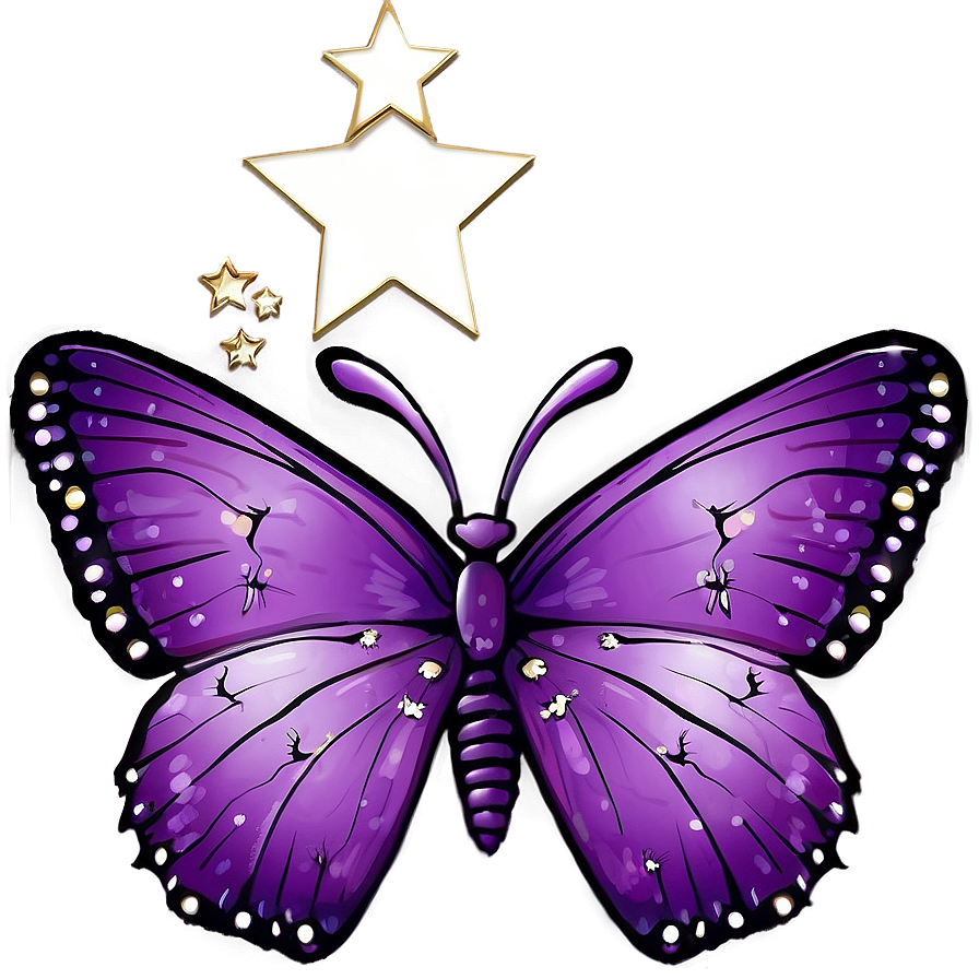 Purple Butterfly With Stars Png 54