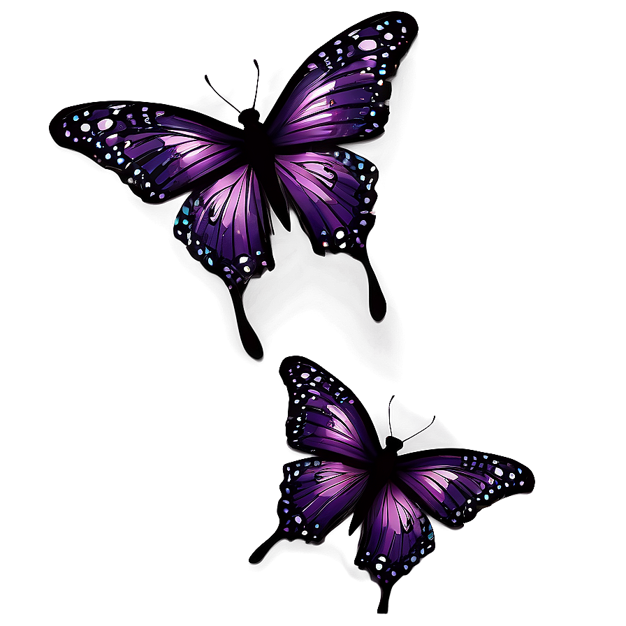 Purple Butterfly With Stars Png Loj38