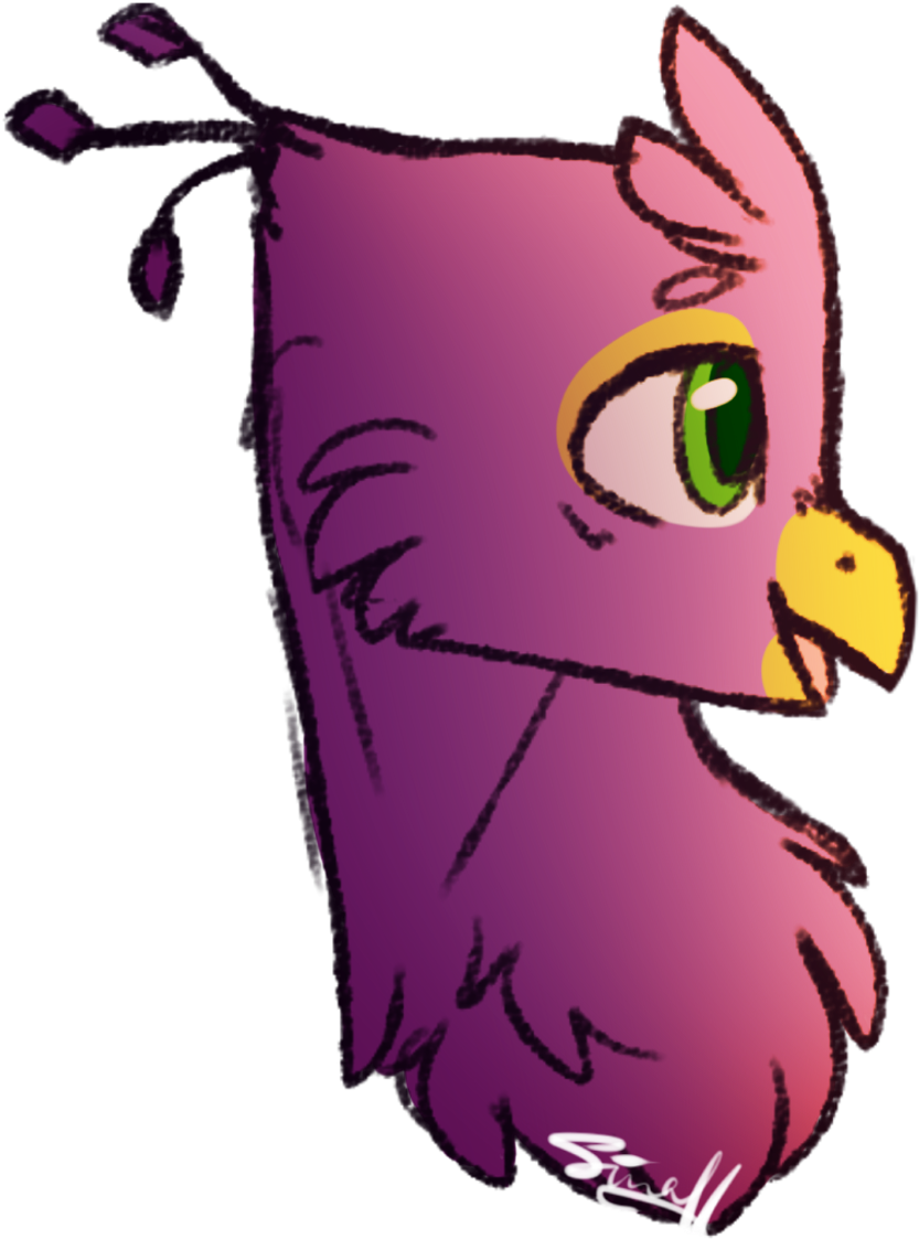 Purple Cartoon Bird Sketch