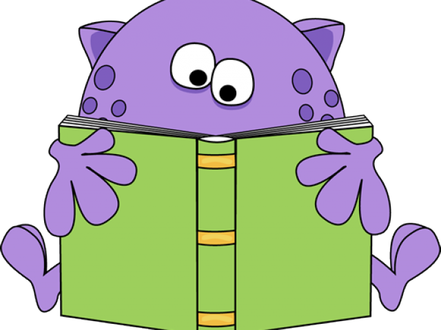 Purple Cartoon Cat Reading Book