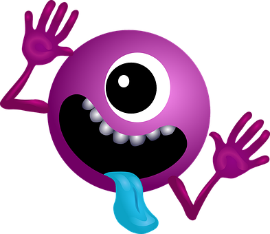 Purple Cartoon Monster Sticking Out Tongue