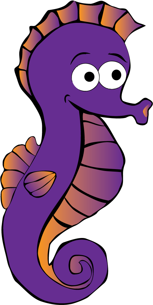 Purple Cartoon Seahorse