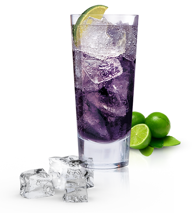 Purple Cocktailwith Lime Garnish