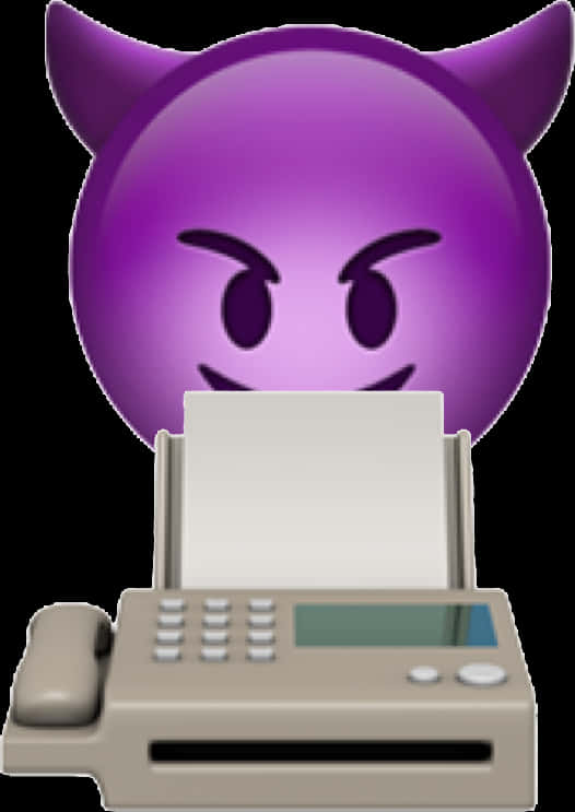 Purple Devil Emoji Fax Machine