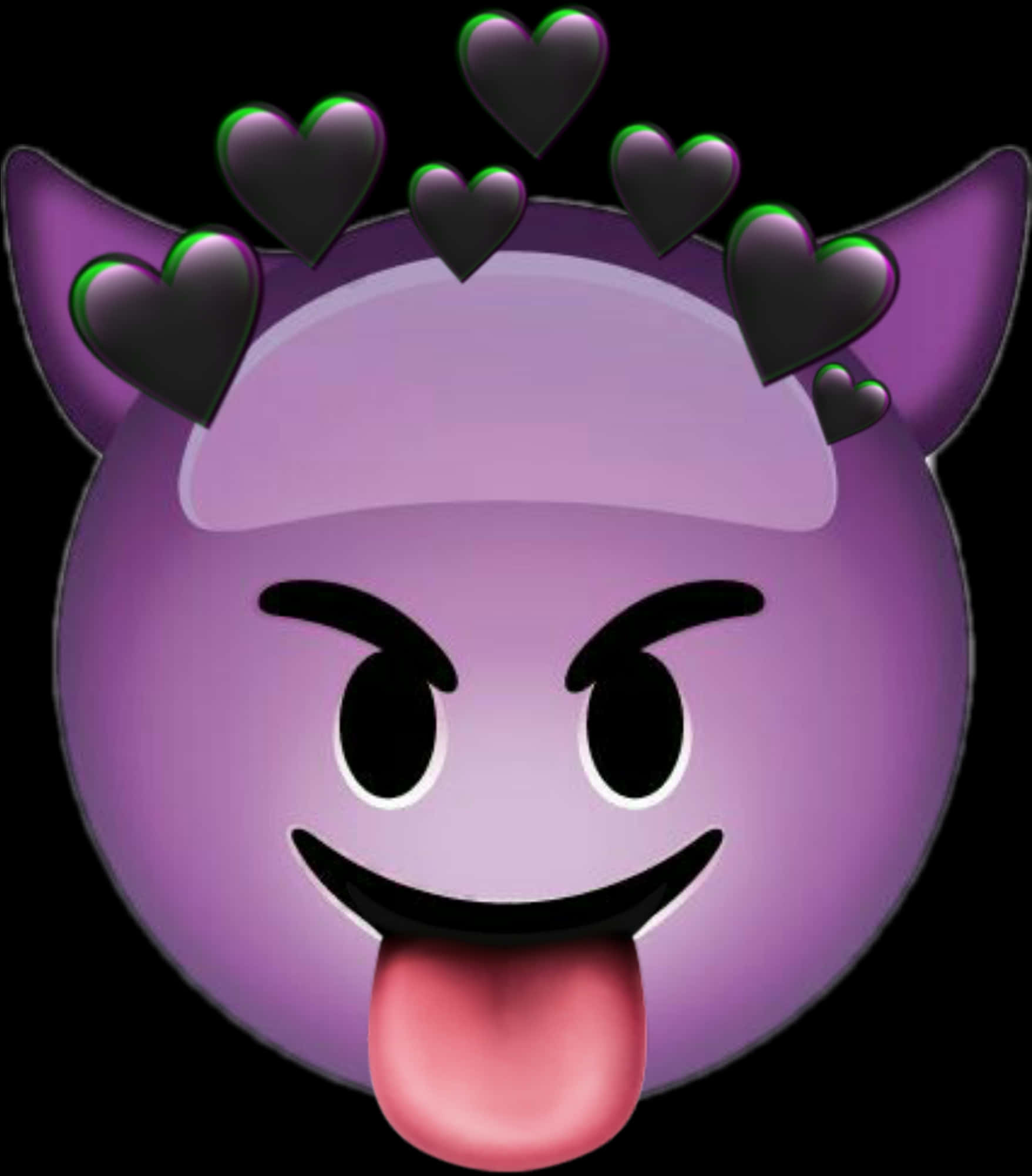 Purple Devil Emojiwith Heartsand Tongue Out