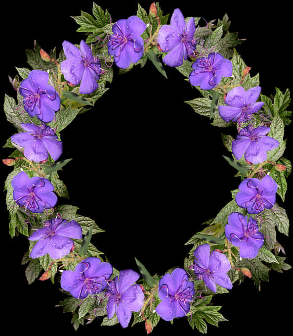 Purple Floral Wreath Frame