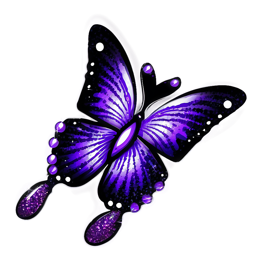 Purple Glitter Butterfly Png 06252024