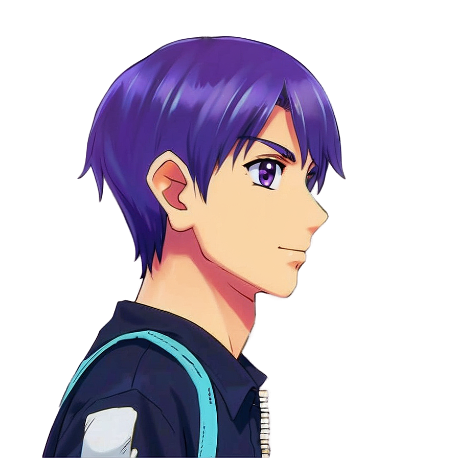 Purple Hair Anime Boy Png 30