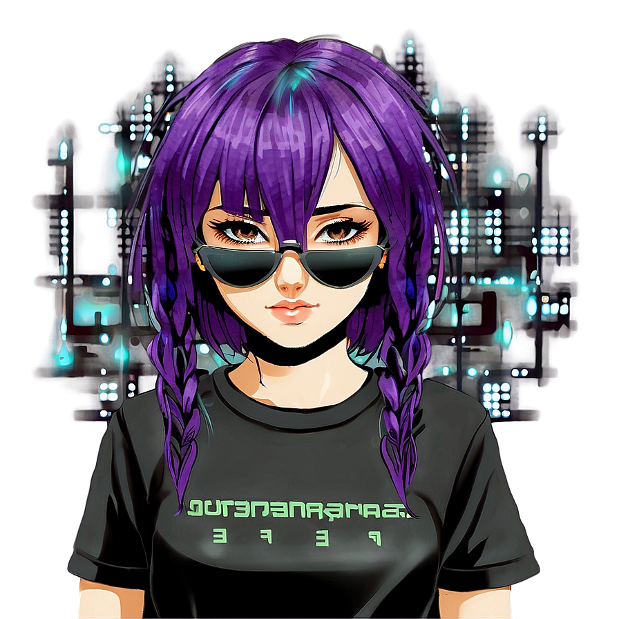 Purple Hair Cyberpunk Hacker Png Sfl