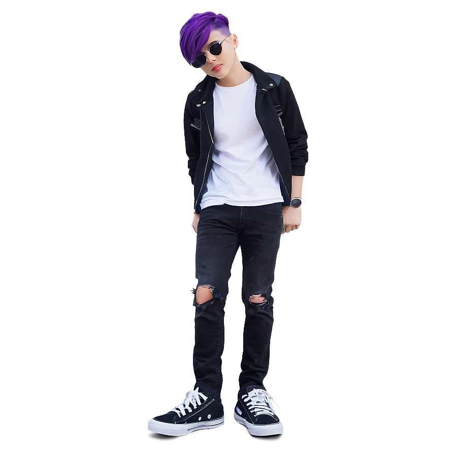 Purple Hair Emo Teen Character Png 8