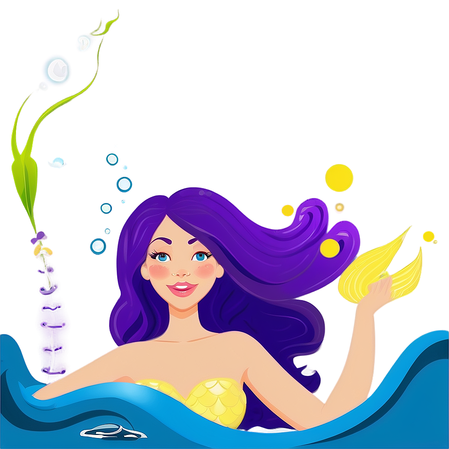 Purple Hair Mermaid Underwater Scene Png Kpb14