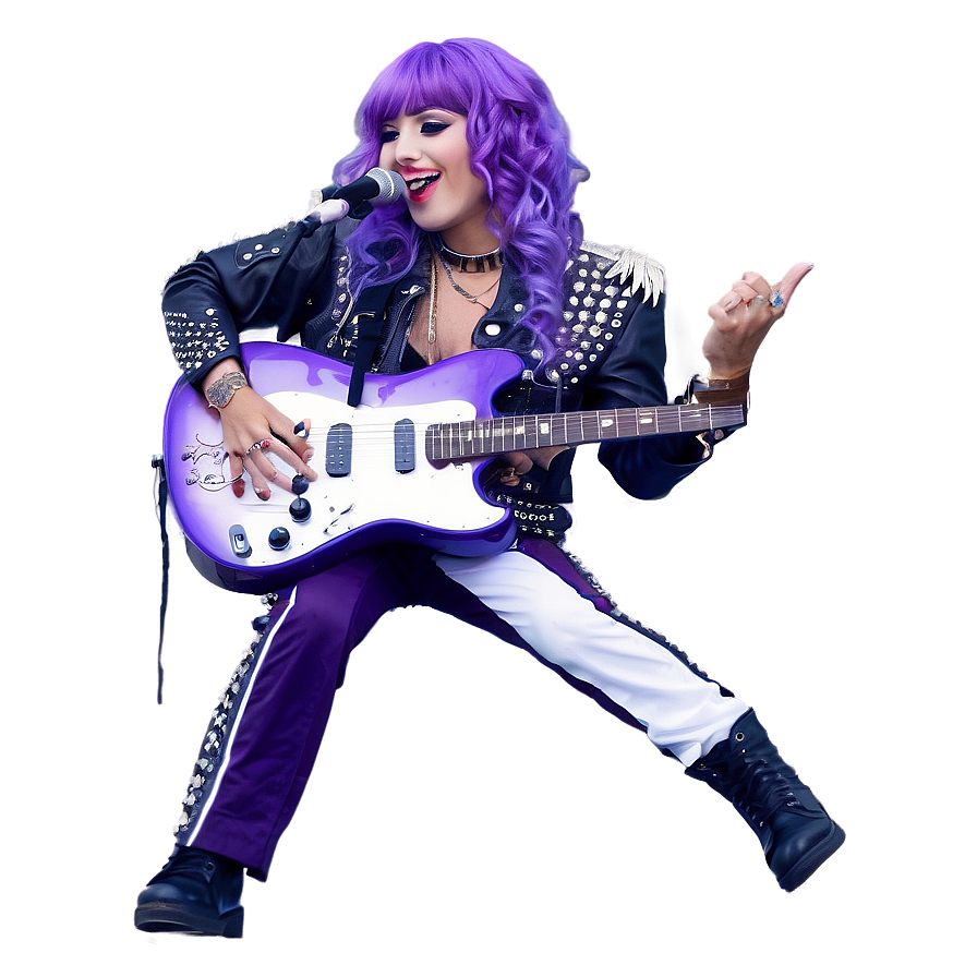 Purple Hair Rock Star Performance Png 47