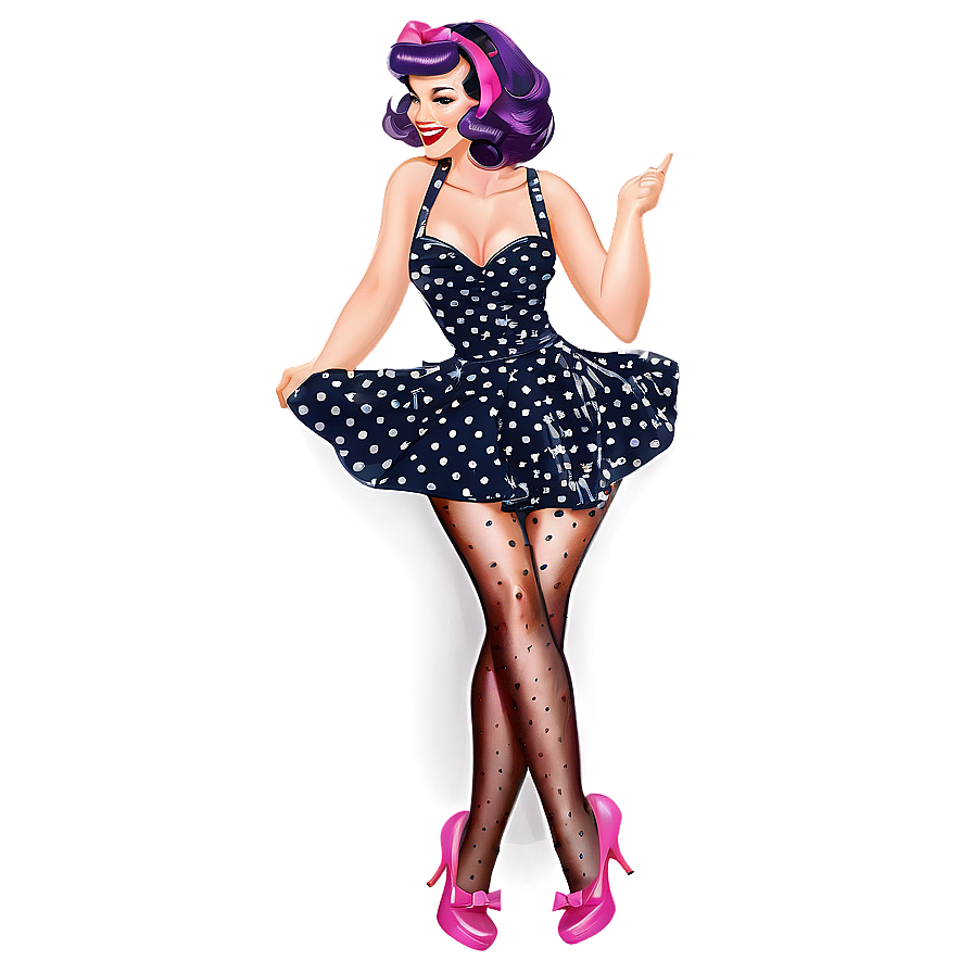 Purple Hair Vintage Pin-up Girl Png 06272024