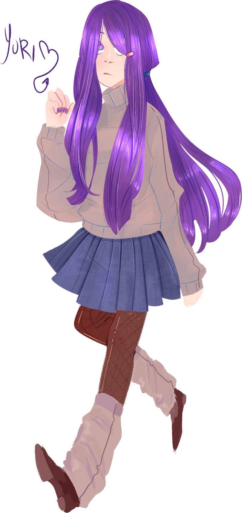Purple Haired Anime Girl Walking