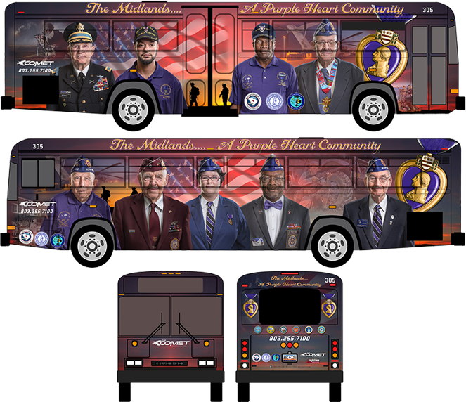 Purple Heart Community Bus Wrap Design