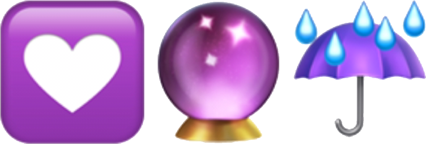 Purple Heart Crystal Ball Umbrella Emoji