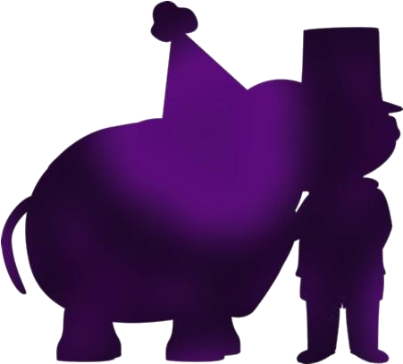 Purple Hippoand Man Silhouette