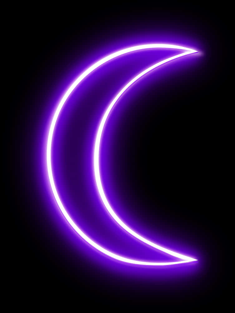 Purple Neon Crescent Moon