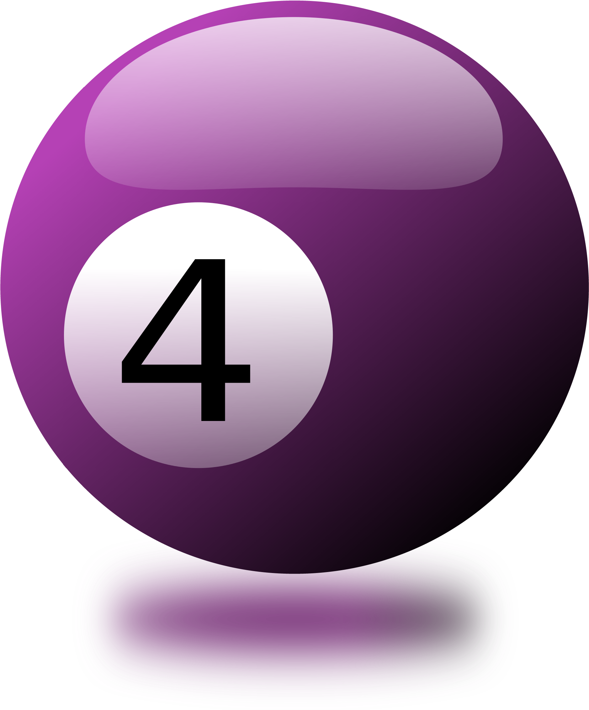 Purple Number4 Billiard Ball