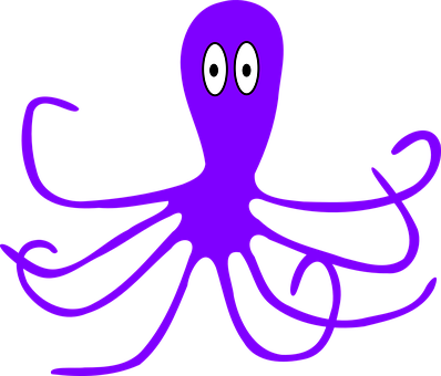 Purple Octopus Cartoon Illustration