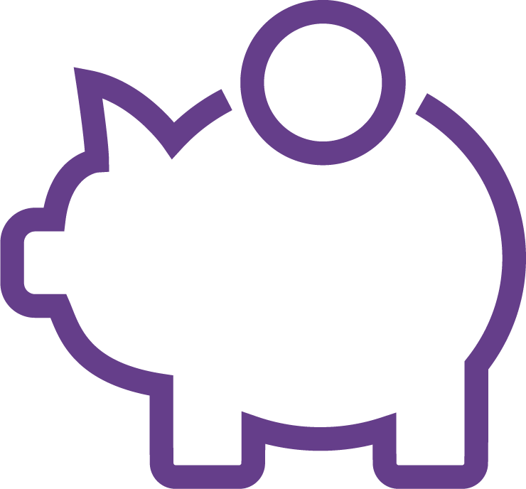 Purple Piggy Bank Icon