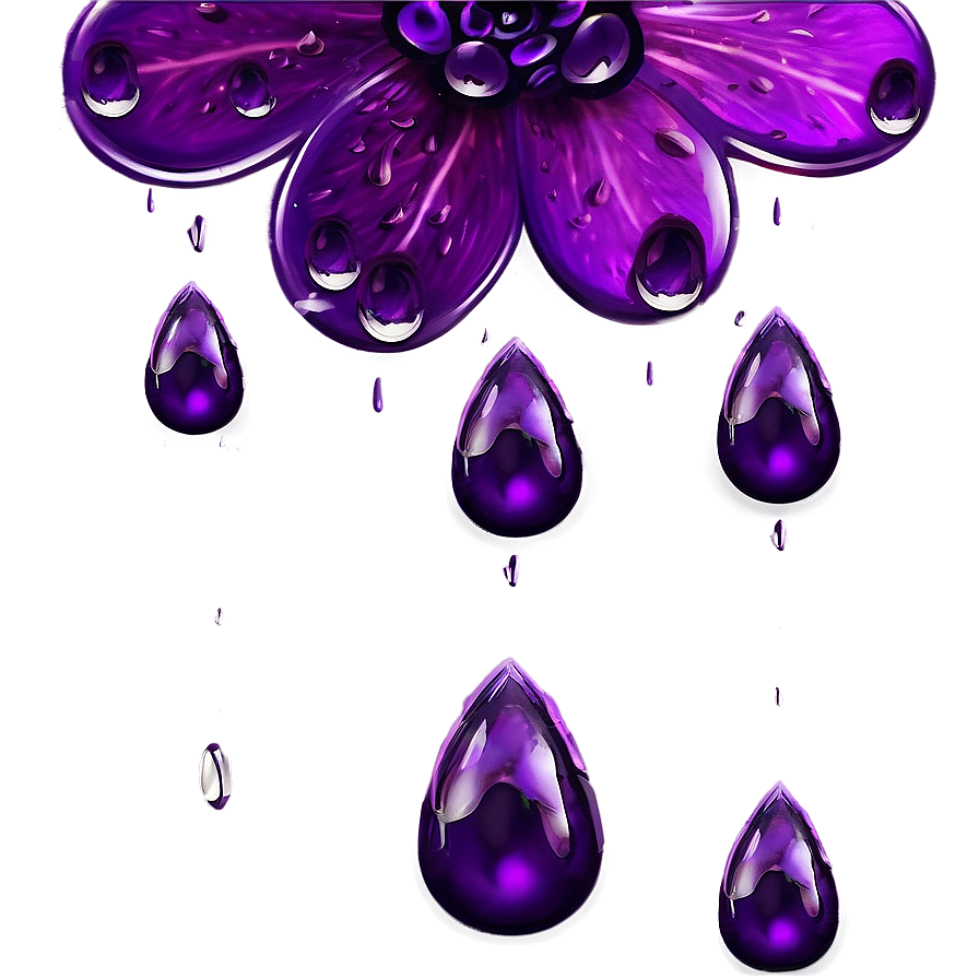 Purple Raindrops On Petals Png Kan73