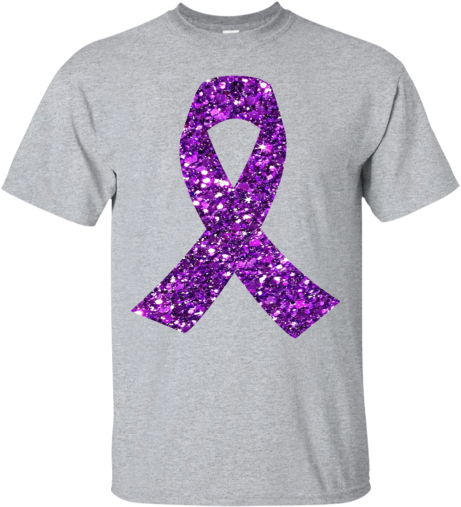 Purple Ribbon Glitter Design T Shirt