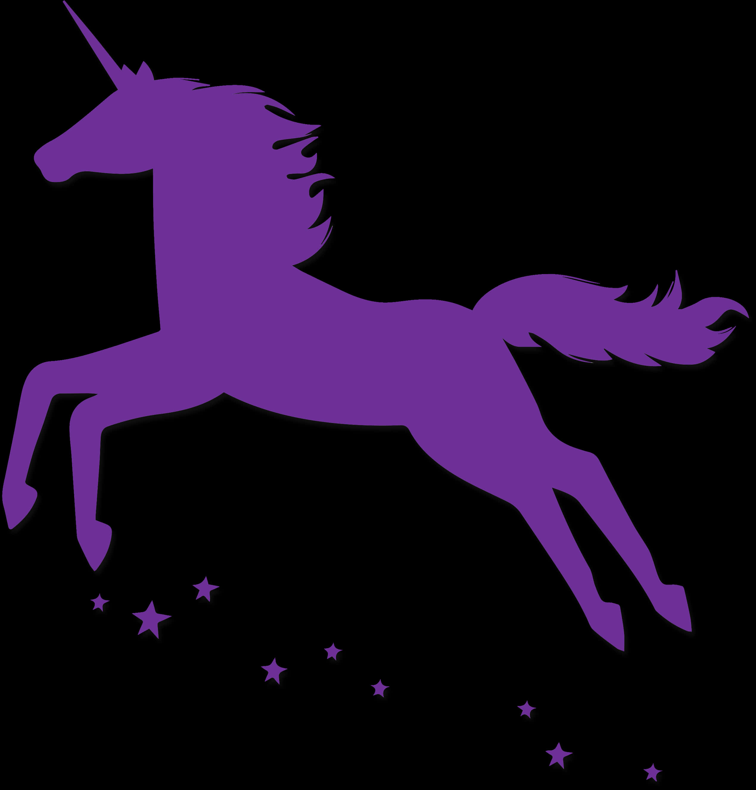 Purple Unicorn Silhouette Stars