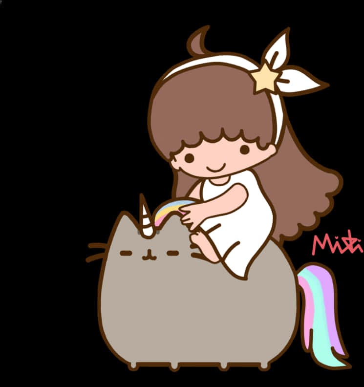 Pusheen Unicorn Girl Illustration