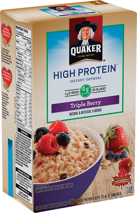 Quaker High Protein Triple Berry Oatmeal Box