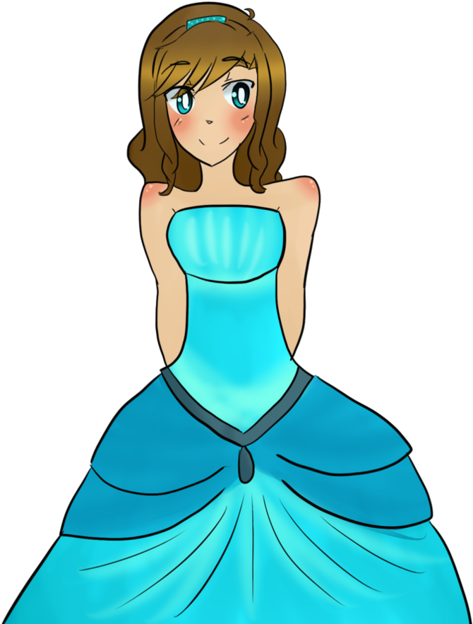 Quinceanera Blue Dress Cartoon