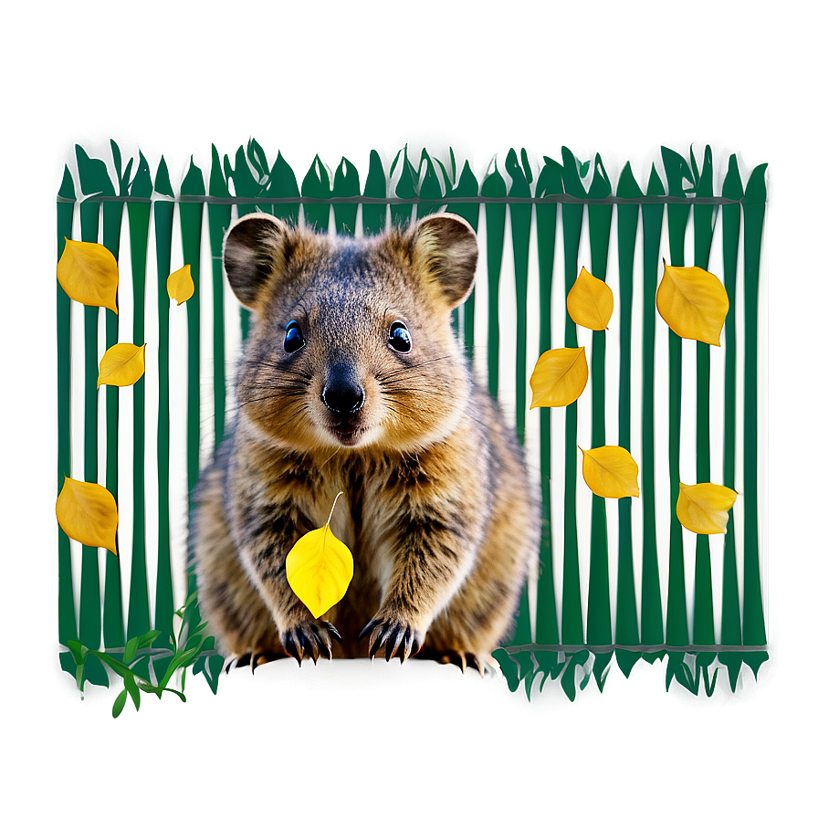 Quokka With Leaves Background Png 06242024