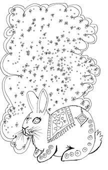 Rabbit_with_ Dandelion_ Coloring_ Page