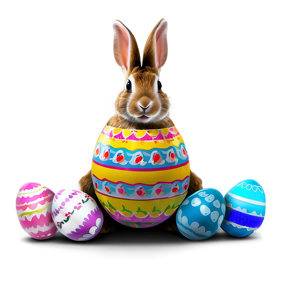 Rabbit With Easter Eggs Png Qlm14