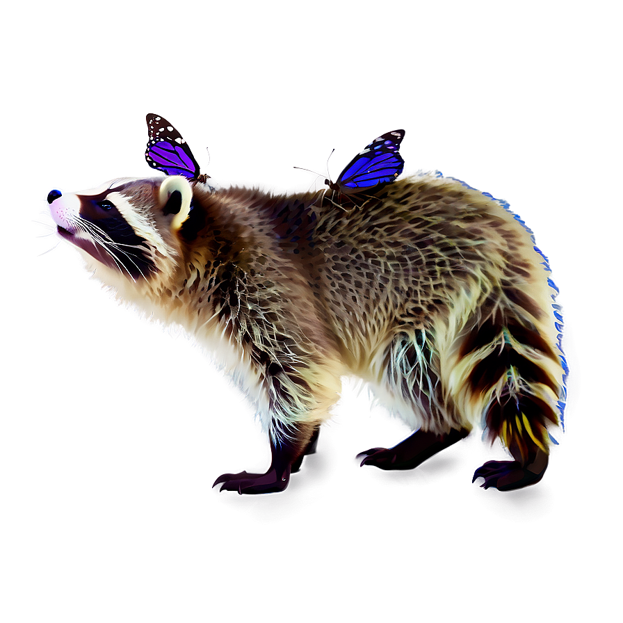 Raccoon And Butterfly Png 75