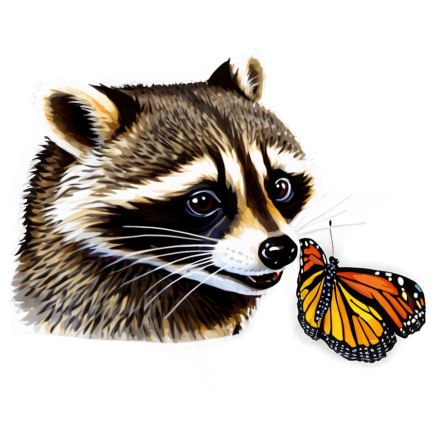 Raccoon And Butterfly Png Kua41